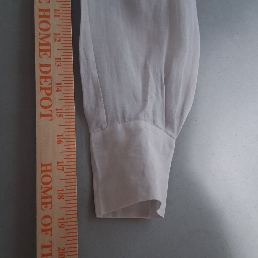Sheer Light Gray Ramie Blouse Silk Cuffs Joseph Minimalist Top Sz 42 (US 10-12) - Picture 14 of 15